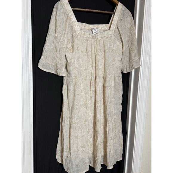 Naif Women Small Dress Boho Peasant Tan Paisley Lined Cottage Core Light‎ Beachy - Picture 2 of 9